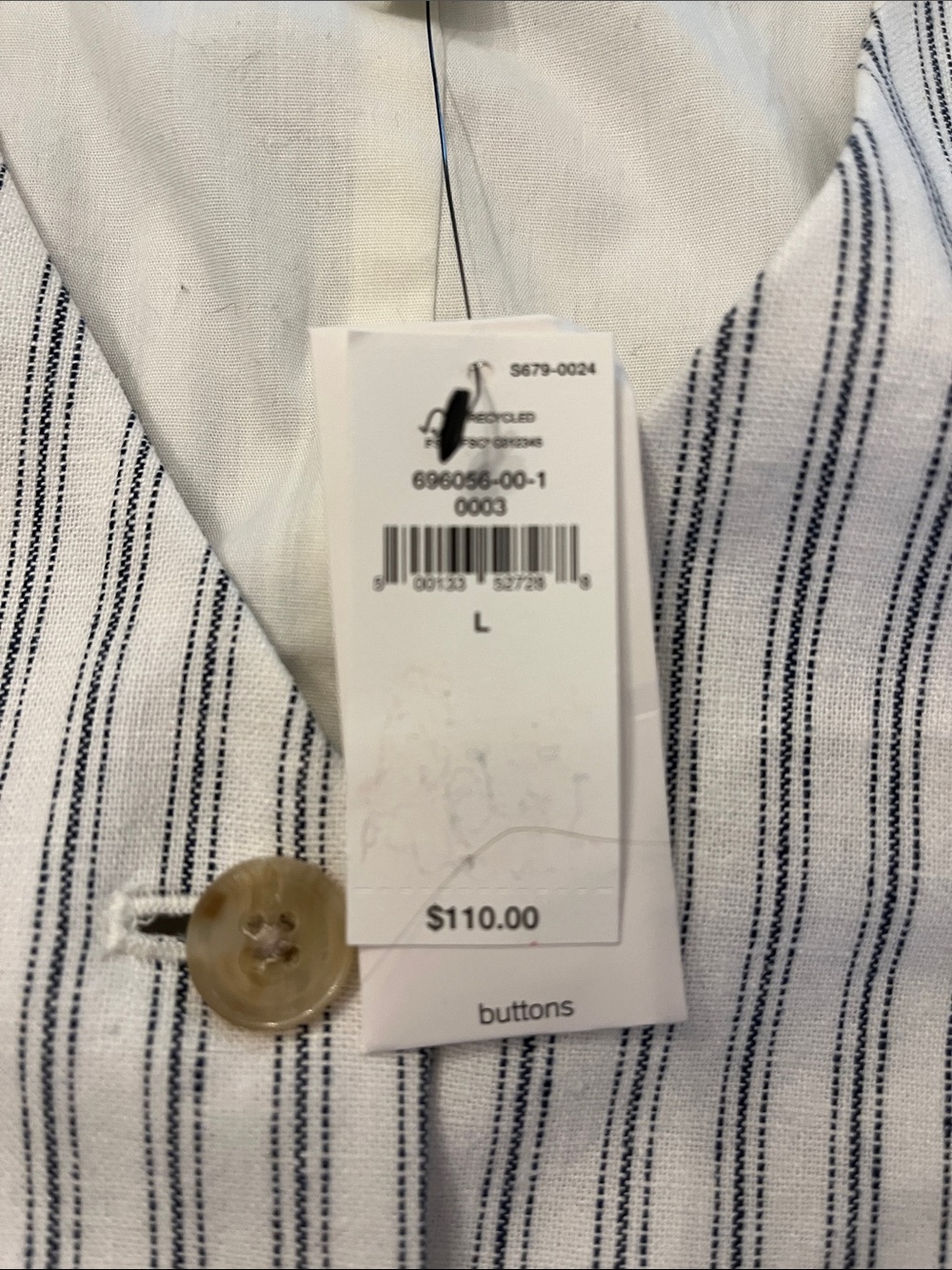NWT Women’s Banana Republic Factory Striped Linen Blend Vest in White & Navy - Picture 6 of 6